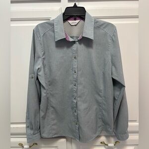 Orvis Gray Long Sleeve Roll Tab Lightweight Vent Back Shirt Women’s Size Large